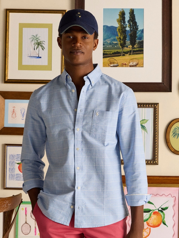 Joules Classic Fit Light Blue Check Long Sleeve Cotton Oxford Shirt - Image 1 of 12 Joules Classic Fit Light Blue Check Long Sleeve Cotton Oxford Shirt - Image 1 of 12