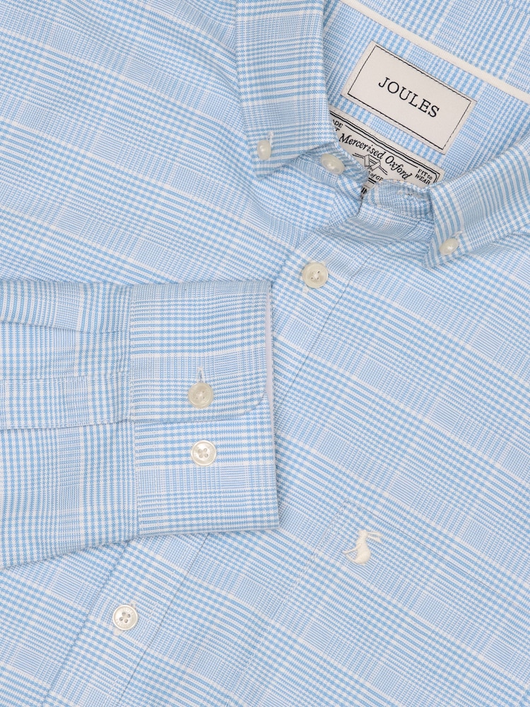 Joules Classic Fit Light Blue Check Long Sleeve Cotton Oxford Shirt - Image 10 of 10