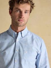 Joules Classic Fit Light Blue Check Long Sleeve Cotton Oxford Shirt - Image 4 of 10