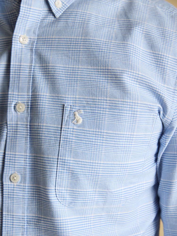 Joules Classic Fit Light Blue Check Long Sleeve Cotton Oxford Shirt - Image 1 of 4