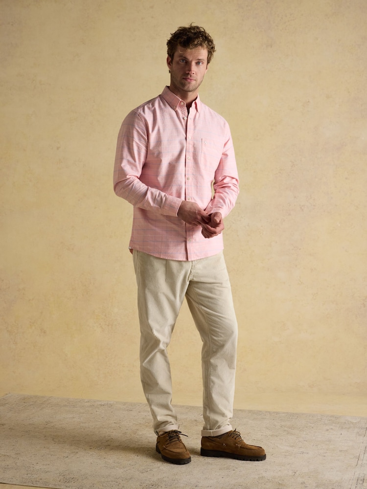 Joules Classic Fit Pink Check Long Sleeve Cotton Oxford Shirt - Image 1 of 7