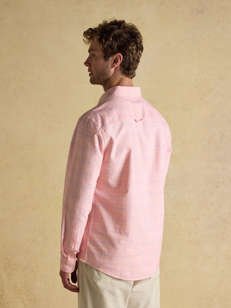 Joules Classic Fit Pink Check Long Sleeve Cotton Oxford Shirt - Image 2 of 7