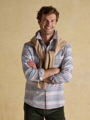 Joules Oxford Classic Fit Multi Check Long Sleeve Cotton Shirt - Image 6 of 12