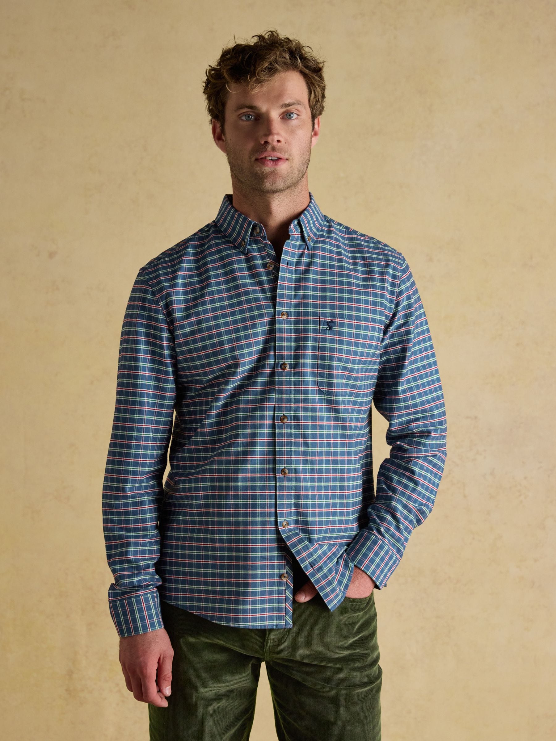 Joules Oxford Classic Fit Blue Check Long Sleeve Cotton Shirt