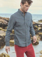 Joules Oxford Classic Fit Blue Check Long Sleeve Cotton Shirt - Image 1 of 14