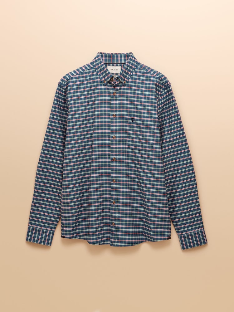 Joules Oxford Classic Fit Blue Check Long Sleeve Cotton Shirt - Image 14 of 14