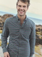 Joules Oxford Classic Fit Blue Check Long Sleeve Cotton Shirt - Image 2 of 14