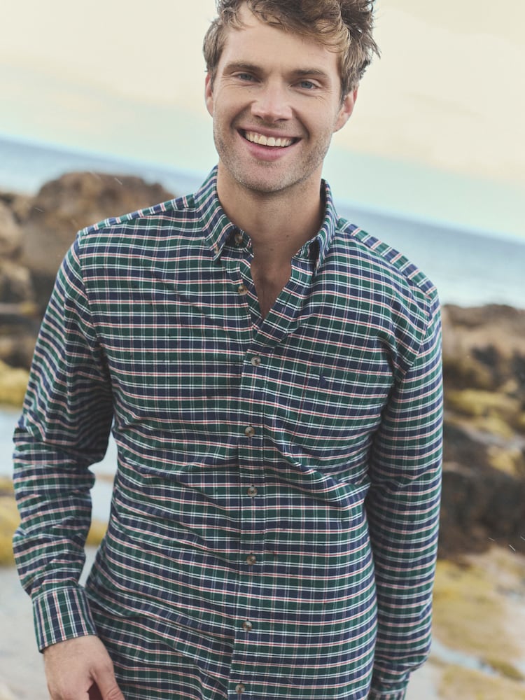 Joules Oxford Classic Fit Blue Check Long Sleeve Cotton Shirt - Image 2 of 14