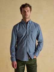 Joules Oxford Classic Fit Blue Check Long Sleeve Cotton Shirt - Image 5 of 14