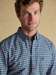 Joules Oxford Classic Fit Blue Check Long Sleeve Cotton Shirt - Image 8 of 14