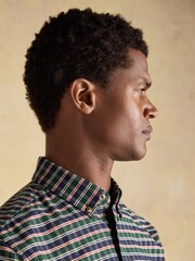 Joules Oxford Classic Fit Green Check Long Sleeve Cotton Shirt - Image 5 of 9