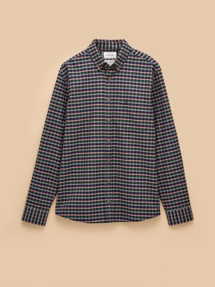 Joules Oxford Classic Fit Green Check Long Sleeve Cotton Shirt - Image 9 of 9
