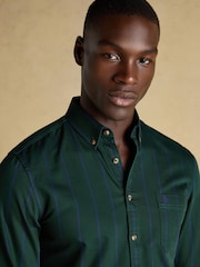 Joules Cotton Twill Green Stripe Shirt - Image 4 of 11
