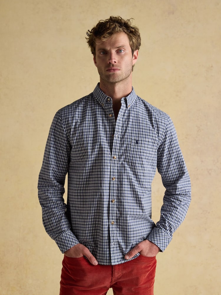 Joules Cotton Poplin Blue Long Sleeve Gingham Shirt - Image 1 of 11 Joules Cotton Poplin Blue Long Sleeve Gingham Shirt - Image 1 of 11