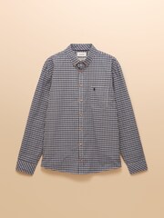 Joules Cotton Poplin Blue Long Sleeve Gingham Shirt - Image 10 of 11