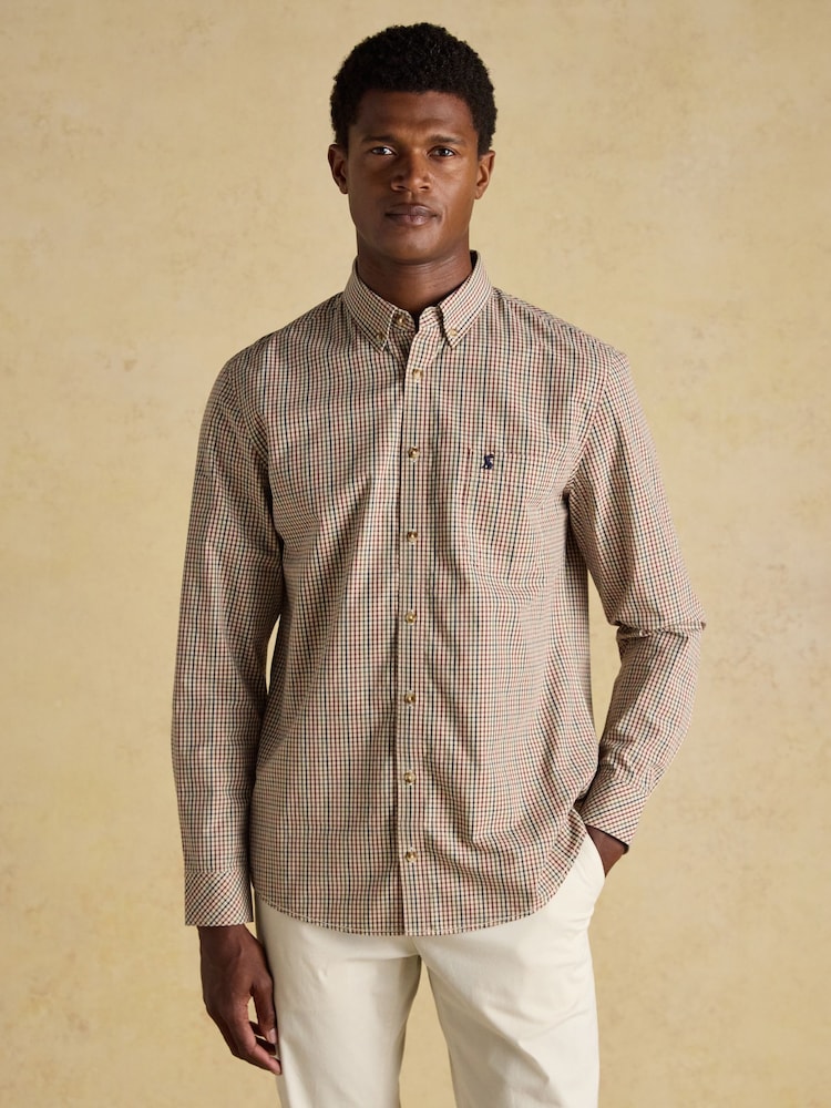 Joules Cotton Poplin Brown Long Sleeve Gingham Shirt - Image 1 of 10
