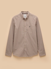 Joules Cotton Poplin Brown Long Sleeve Gingham Shirt - Image 9 of 10