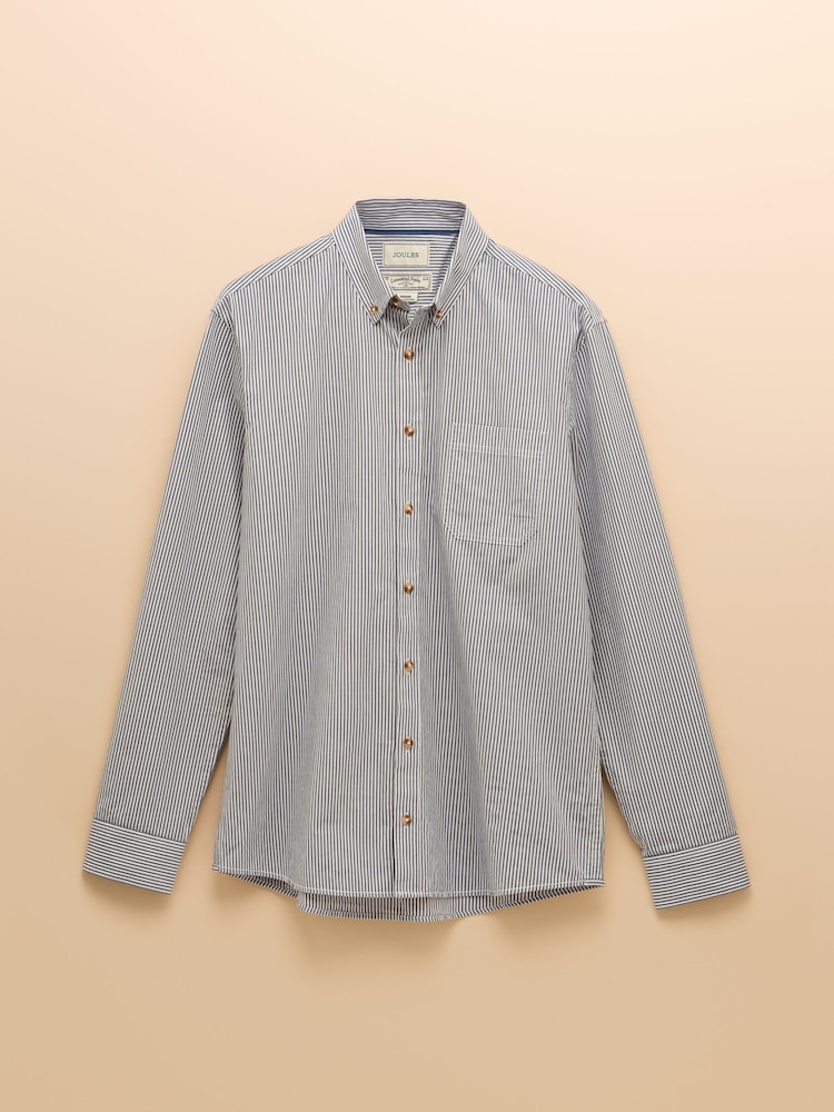 Joules Cotton Poplin Navy Long Sleeve Stripe Shirt - Image 10 of 10