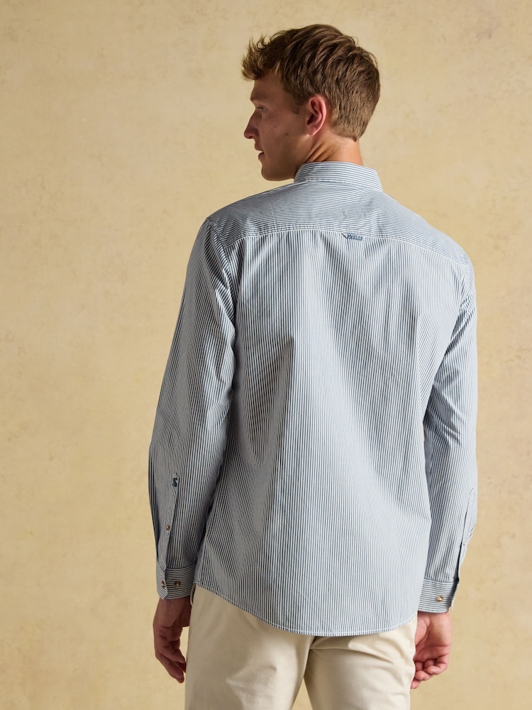 Joules Cotton Poplin Navy Long Sleeve Stripe Shirt - Image 2 of 10