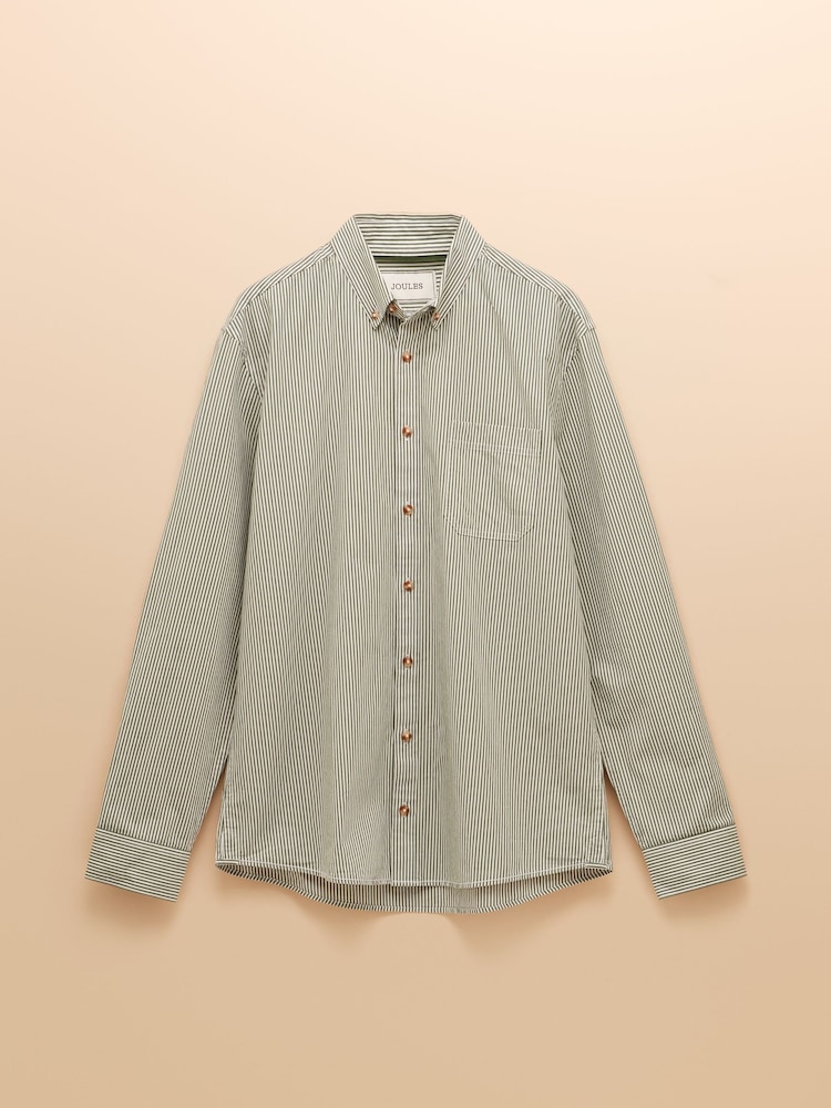 Joules Cotton Poplin Green Long Sleeve Stripe Shirt - Image 10 of 10