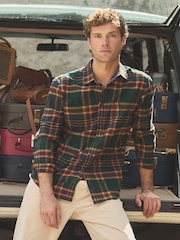 Joules Brushed Flannel Green Cotton Shirt - Image 1 of 14