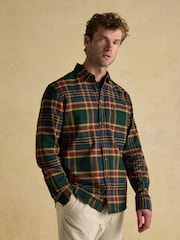 Joules Brushed Flannel Green Cotton Shirt - Image 4 of 14