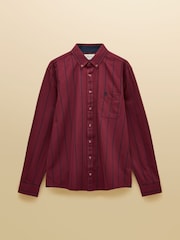 Joules Cotton Twill Burgundy Red Stripe Shirt - Image 13 of 14