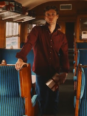 Joules Cotton Twill Burgundy Red Stripe Shirt - Image 2 of 14