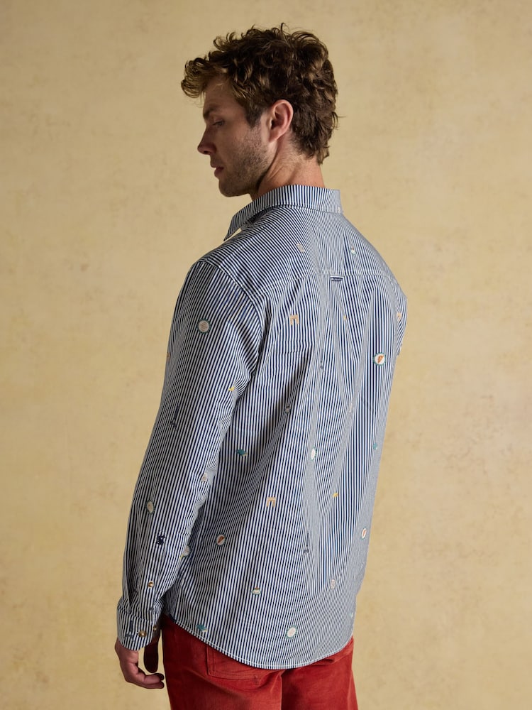 Joules Classic Fit Blue Cotton Printed Shirt - Image 2 of 10 Joules Classic Fit Blue Cotton Printed Shirt - Image 2 of 10