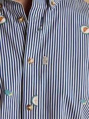 Joules Classic Fit Blue Cotton Printed Shirt - Image 6 of 10