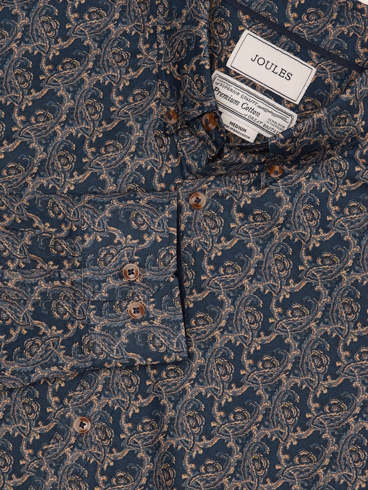 Joules Classic Fit Navy Cotton Printed Shirt - Image 11 of 11