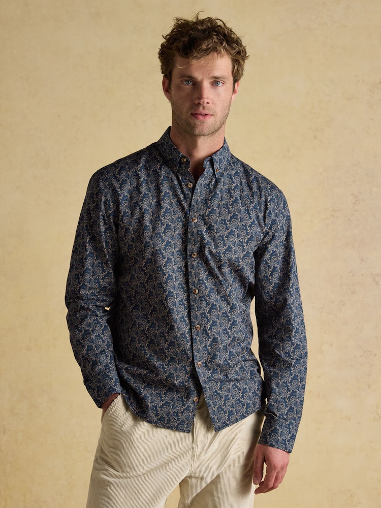Joules Classic Fit Navy Cotton Printed Shirt - Image 2 of 9 Joules Classic Fit Navy Cotton Printed Shirt - Image 2 of 9