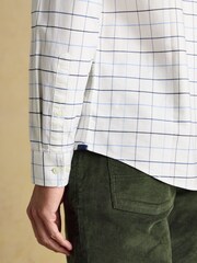 Joules Oxford Classic Fit White Blue Check Long Sleeve Cotton Shirt - Image 5 of 12