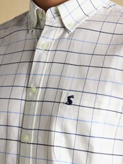 Joules Oxford Classic Fit White Blue Check Long Sleeve Cotton Shirt - Image 6 of 12