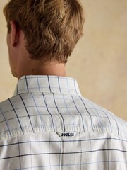 Joules Oxford Classic Fit White Blue Check Long Sleeve Cotton Shirt - Image 8 of 12