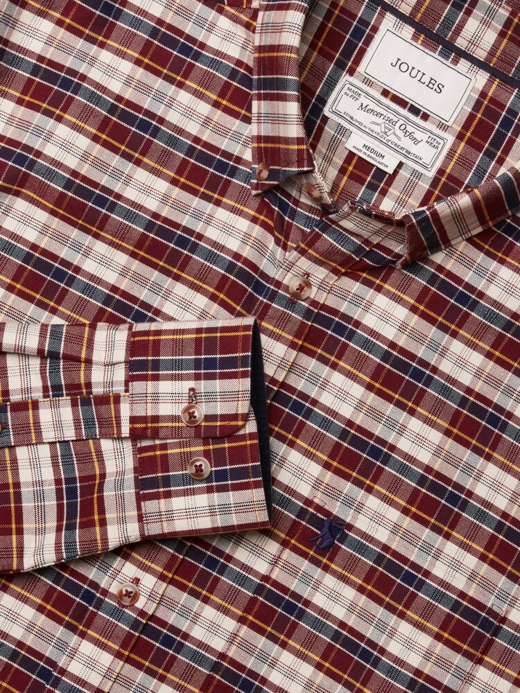 Joules Oxford Classic Fit Red Check Long Sleeve Cotton Shirt - Image 1 of 12