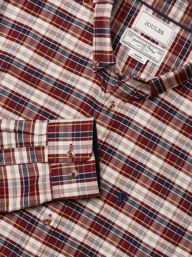 Joules Oxford Classic Fit Red Check Long Sleeve Cotton Shirt - Image 1 of 12 Joules Oxford Classic Fit Red Check Long Sleeve Cotton Shirt - Image 1 of 12