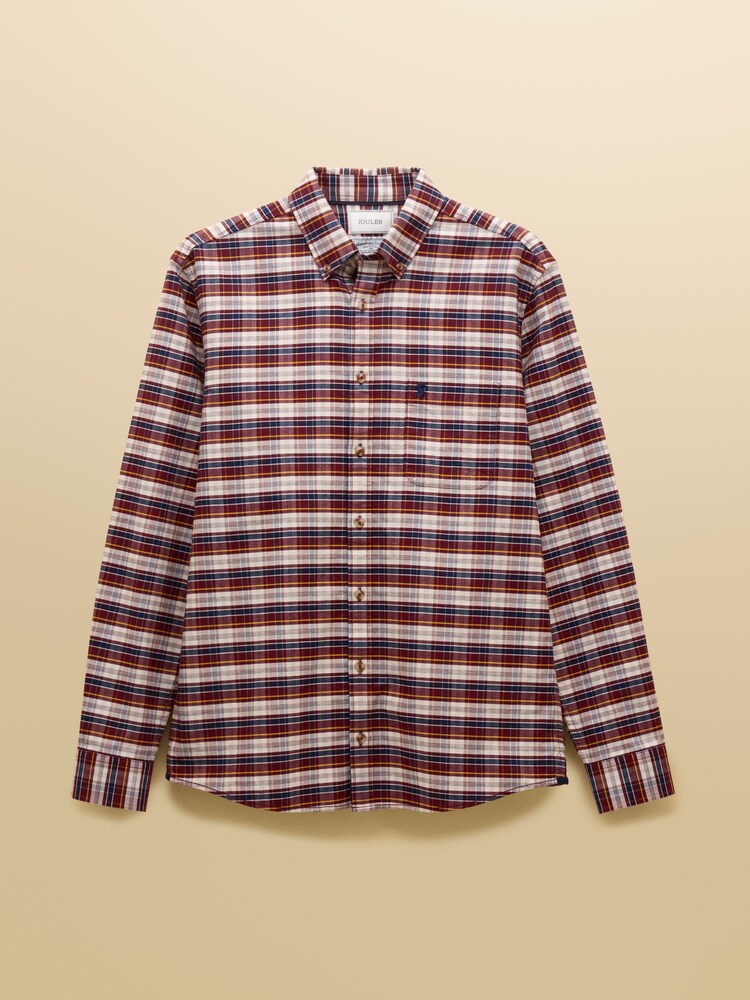 Joules Oxford Classic Fit Red Check Long Sleeve Cotton Shirt - Image 12 of 12