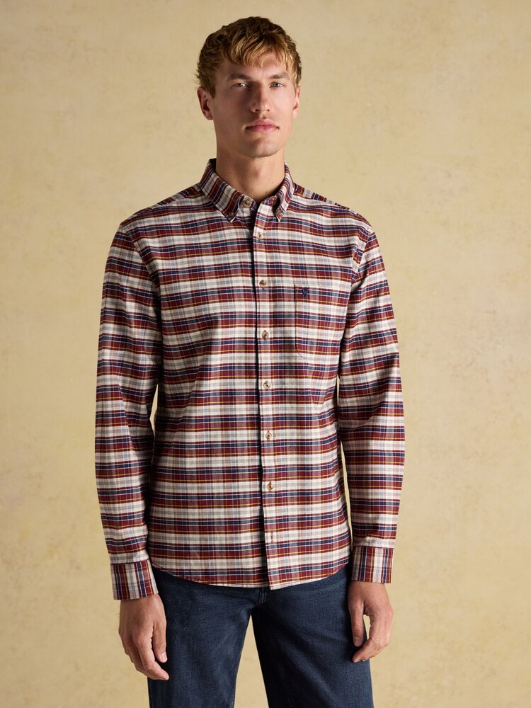 Joules Oxford Classic Fit Red Check Long Sleeve Cotton Shirt - Image 2 of 12