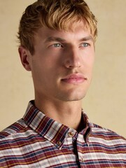 Joules Oxford Classic Fit Red Check Long Sleeve Cotton Shirt - Image 4 of 12