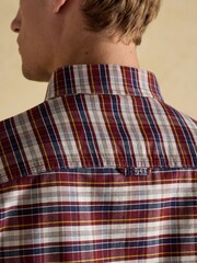 Joules Oxford Classic Fit Red Check Long Sleeve Cotton Shirt - Image 5 of 12