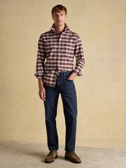 Joules Oxford Classic Fit Red Check Long Sleeve Cotton Shirt - Image 8 of 12