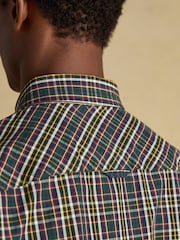 Joules Classic Fit Cotton Green Poplin Long Sleeve Check Shirt - Image 8 of 9