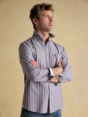 Joules Classic Fit Blue Red Stripe Long Sleeve Cotton Oxford Shirt - Image 1 of 8