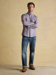 Joules Classic Fit Blue Red Stripe Long Sleeve Cotton Oxford Shirt - Image 3 of 8
