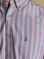 Joules Classic Fit Blue Red Stripe Long Sleeve Cotton Oxford Shirt - Image 4 of 8