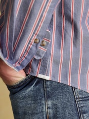 Joules Classic Fit Blue Red Stripe Long Sleeve Cotton Oxford Shirt - Image 6 of 8