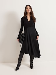 Phase Eight Black Valeria Satin Woven Dress - Image 1 of 6