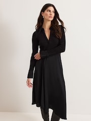 Phase Eight Black Valeria Satin Woven Dress - Image 3 of 6