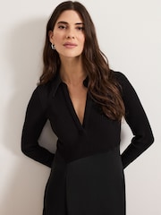 Phase Eight Black Valeria Satin Woven Dress - Image 4 of 6